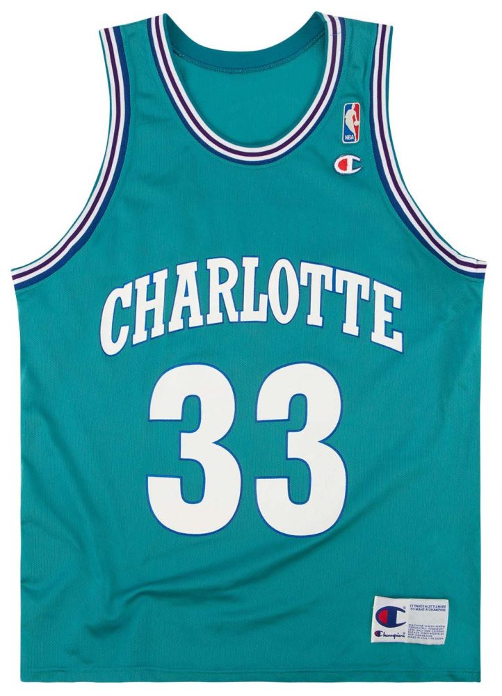 1992-95 CHARLOTTE HORNETS MOURNING #33 CHAMPION JERSEY (AWAY) L 1 1992 95 hornets mourning 33 champion usa away front 2 2 b8542efe 4615 49e1 a943 b927464f5b26