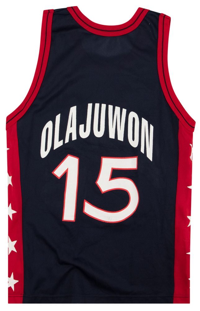 1996 USA OLAJUWON #15 CHAMPION JERSEY (AWAY) M 2 1996 usa olajuwon 15 champion away back e81258e2 6df3 41fe a12b 454baca341ab