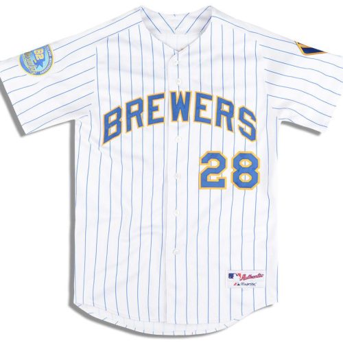 2007 MILWAUKEE BREWERS FIELDER #28 AUTHENTIC MAJESTIC JERSEY (ALTERNATE) L
