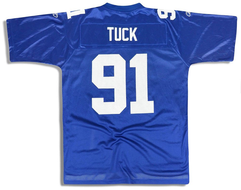 2008 NEW YORK GIANTS TUCK #91 REEBOK ON FIELD JERSEY (HOME) L 2 2008 giants tuck 91 reebok home back 4 acb66dfa fcec 4f0c af54 388e1196834f
