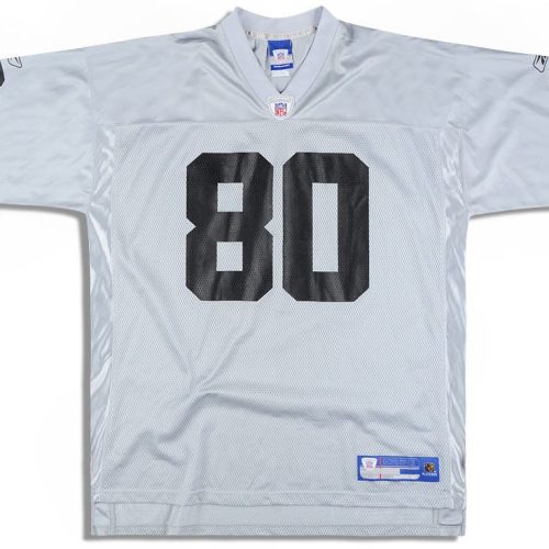 2004 OAKLAND RAIDERS RICE #80 REEBOK ON FIELD JERSEY (ALTERNATE) XL