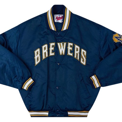 1994-99 MILWAUKEE BREWERS STARTER SATIN VARSITY JACKET L