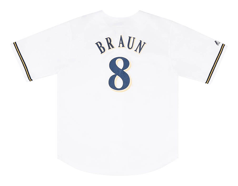 2009-15 MILWAUKEE BREWERS BRAUN #8 MAJESTIC JERSEY (HOME) Y 2 BREH0901Back