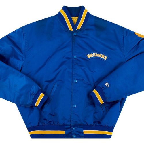 1990-93 MILWAUKEE BREWERS STARTER SATIN VARSITY JACKET L