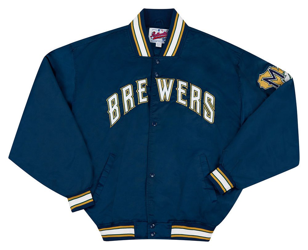 1994-99 MILWAUKEE BREWERS STARTER SATIN VARSITY JACKET XXL 1 BREJ9401Front