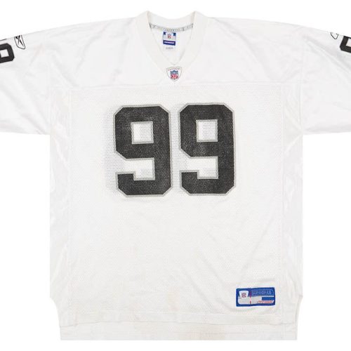 2004 OAKLAND RAIDERS SAPP #99 REEBOK ON FIELD JERSEY (AWAY) XXL