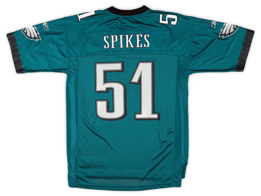2007 PHILADELPHIA EAGLES SPIKES #51 REEBOK ON FIELD JERSEY (HOME) L 2 CAS 13 07 OLB 4