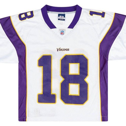 2007 MINNESOTA VIKINGS RICE #18 REEBOK ON FIELD JERSEY (AWAY) S