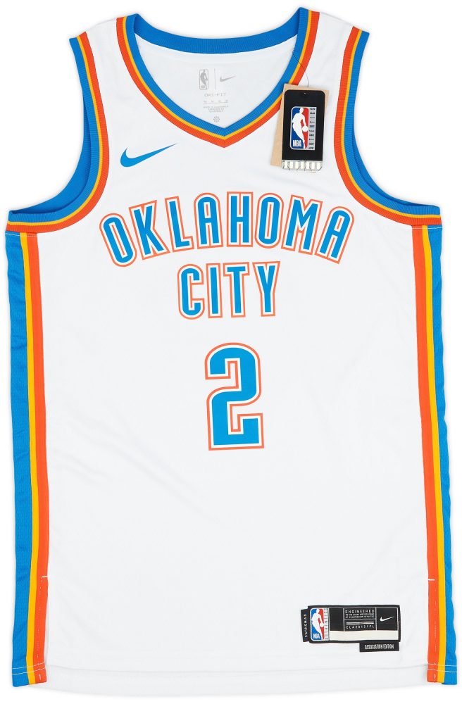2019-23 OKLAHOMA CITY THUNDER SHAI #2 NIKE SWINGMAN JERSEY (HOME) M - W/TAGS 1 CASJackets 31 08 23 3