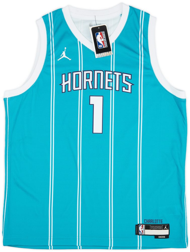 2022-23 CHARLOTTE HORNETS BALL #1 JORDAN SWINGMAN JERSEY (AWAY) Y - W/TAGS 1 CAS 10 08 23UnListed 3