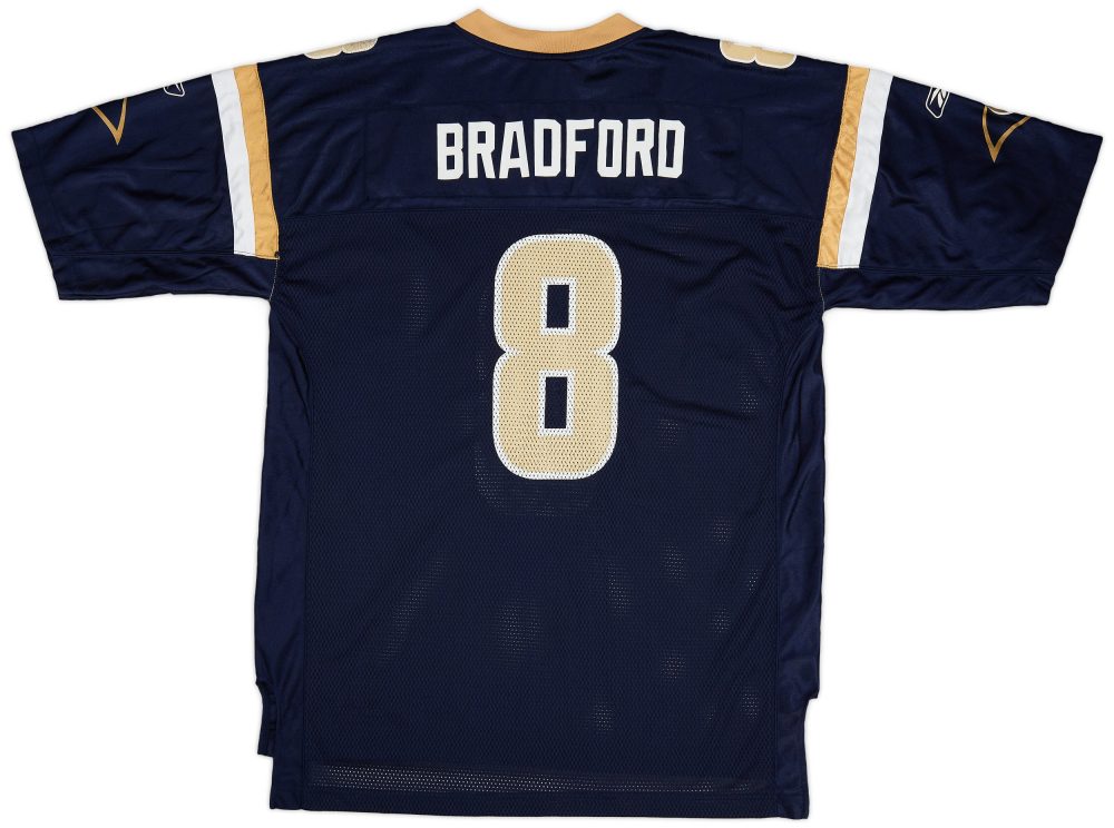2010 ST. LOUIS RAMS BRADFORD #8 REEBOK ON FIELD JERSEY (HOME) XL 2 CAS 17 08 23 69