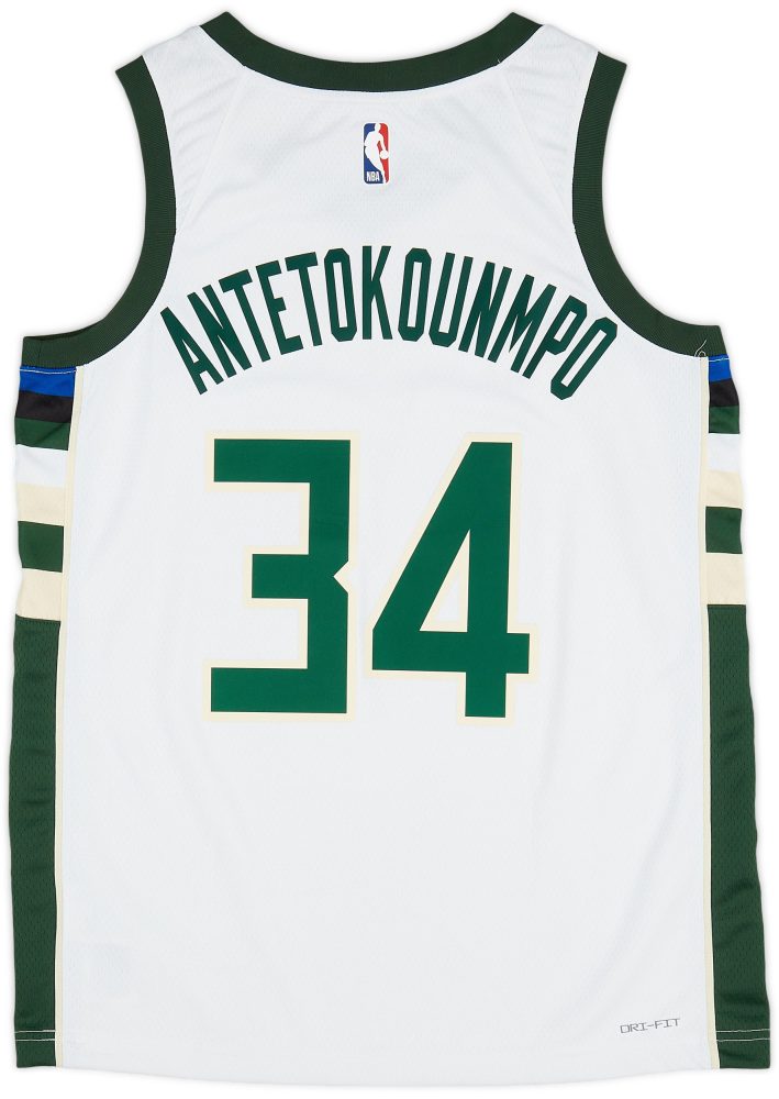 2017-23 MILWAUKEE BUCKS ANTETOKOUNMPO #34 NIKE SWINGMAN JERSEY (HOME) M - W/TAGS 2 CAS 17 08 23 86