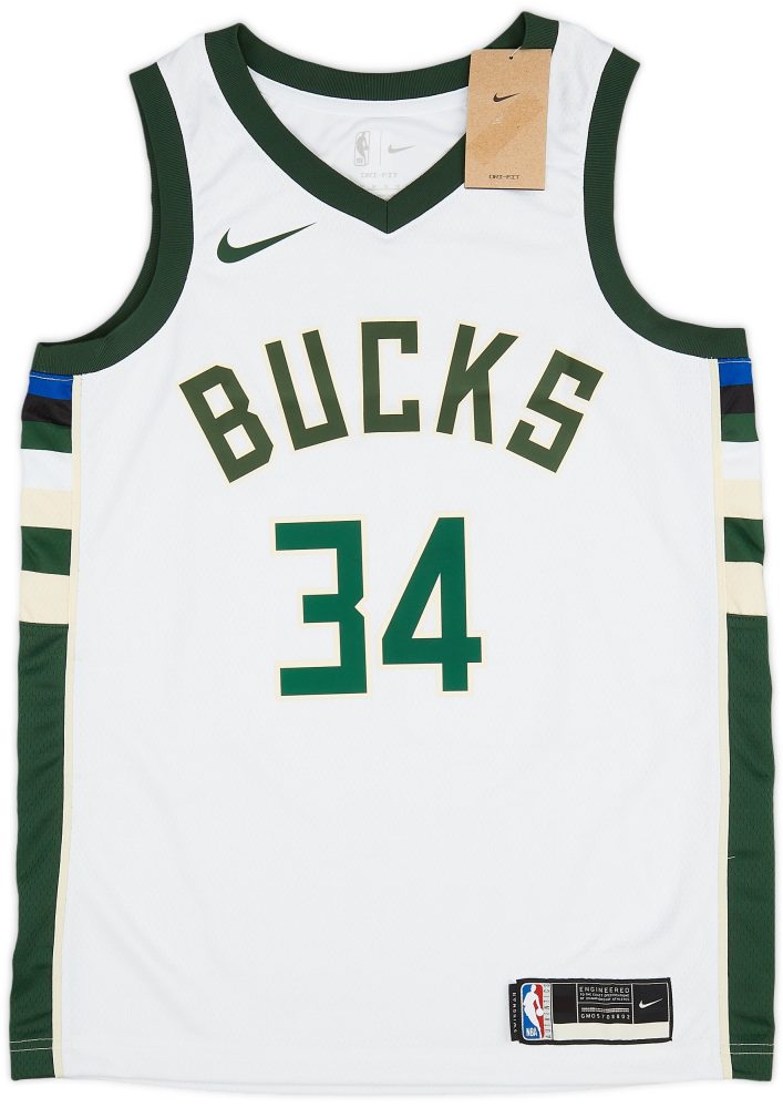 2017-23 MILWAUKEE BUCKS ANTETOKOUNMPO #34 NIKE SWINGMAN JERSEY (HOME) M - W/TAGS 1 CAS 17 08 23 87