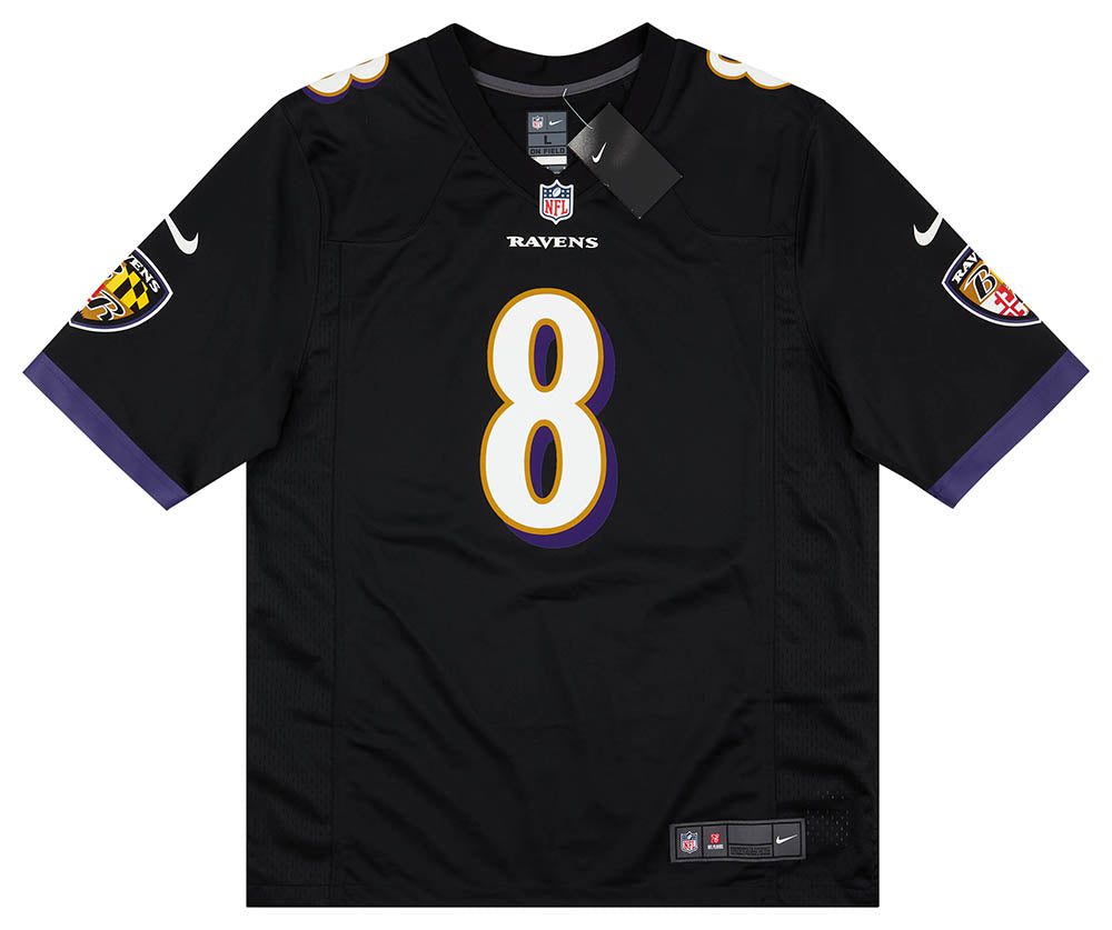 2018-23 BALTIMORE RAVENS JACKSON #8 NIKE GAME JERSEY (ALTERNATE) L - W/TAGS 1 CAS 18 04 23 25