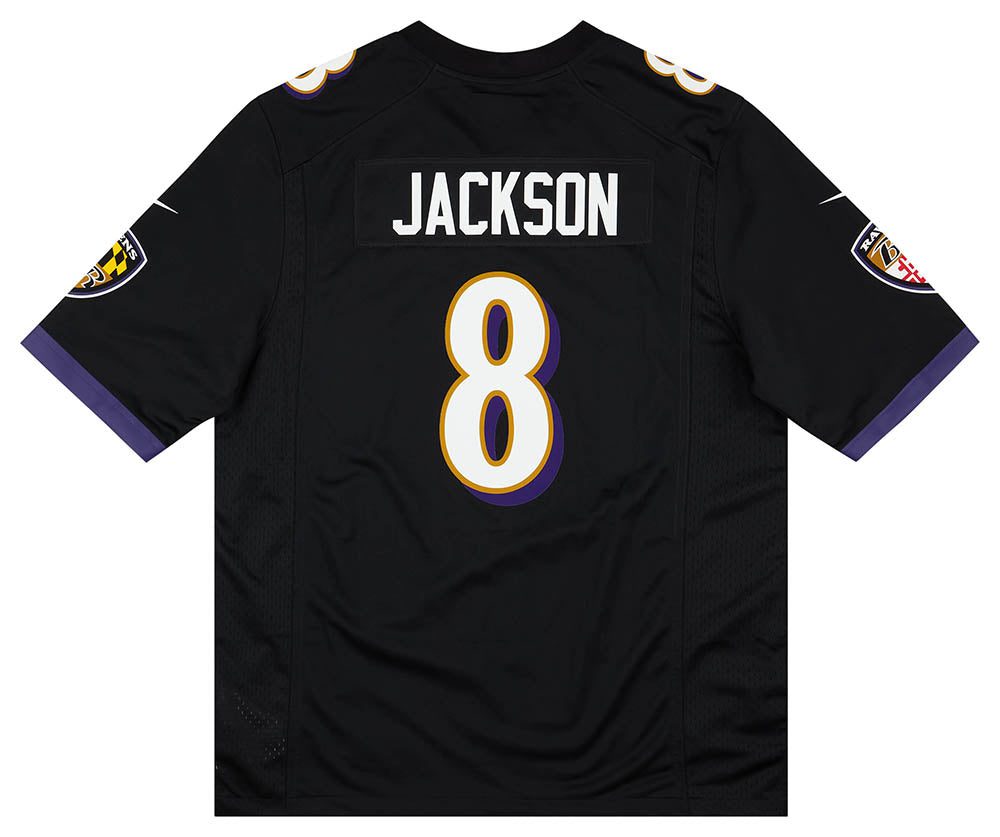 2018-23 BALTIMORE RAVENS JACKSON #8 NIKE GAME JERSEY (ALTERNATE) L - W/TAGS 2 CAS 18 04 23 26