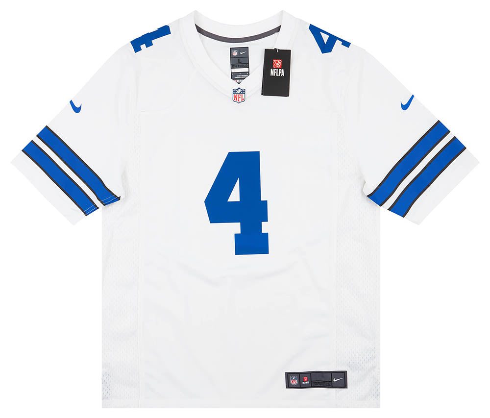 2019-22 DALLAS COWBOYS PRESCOTT #4 NIKE GAME JERSEY (AWAY) L - W/TAGS 1 CAS 18 04 23 47