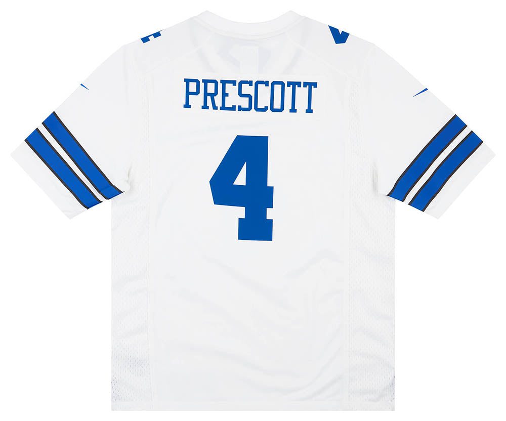 2019-22 DALLAS COWBOYS PRESCOTT #4 NIKE GAME JERSEY (AWAY) L - W/TAGS 2 CAS 18 04 23 48