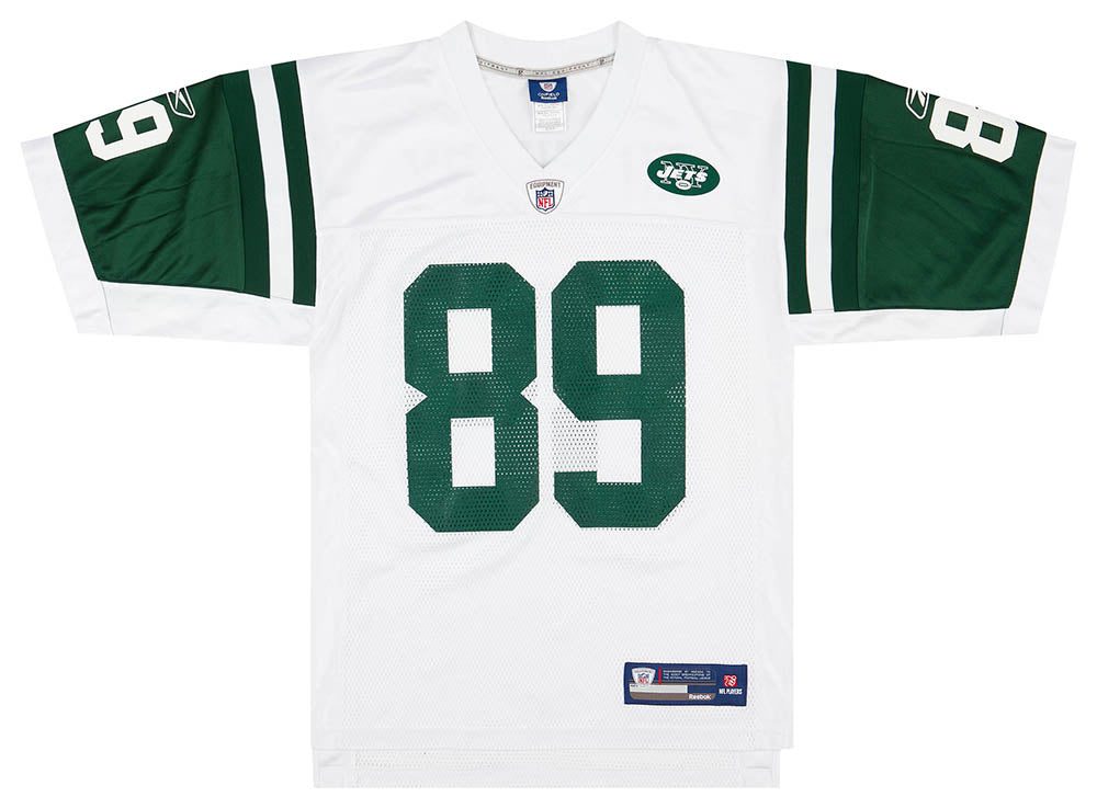 2008-10 NEW YORK JETS COTCHERY #89 REEBOK ON FIELD JERSEY (AWAY) S 1 CAS 18 04 23 57