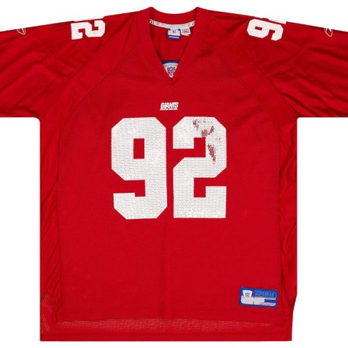 2004 NEW YORK GIANTS STRAHAN #92 REEBOK ON FIELD JERSEY (ALTERNATE) XXL