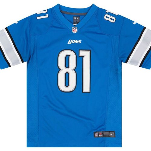 2012-15 DETROIT LIONS JOHNSON #81 NIKE GAME JERSEY (HOME) Y