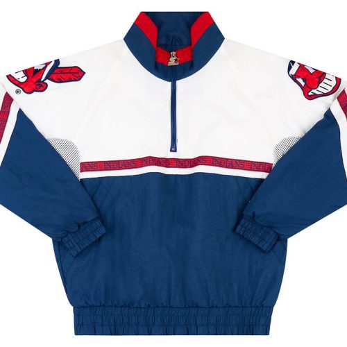 1990's CLEVELAND INDIANS STARTER 1/4 ZIP WINDBREAKER JACKET M