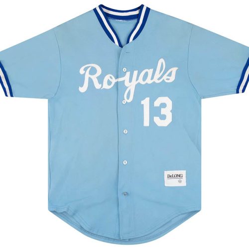 1986 KANSAS CITY ROYALS CONE #13 DELONG JERSEY (AWAY) L
