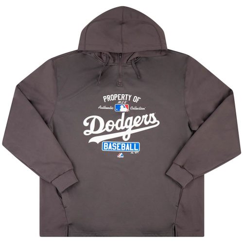 2013 LA DODGERS MAJESTIC 1/4 ZIP HOODED SWEAT TOP XL