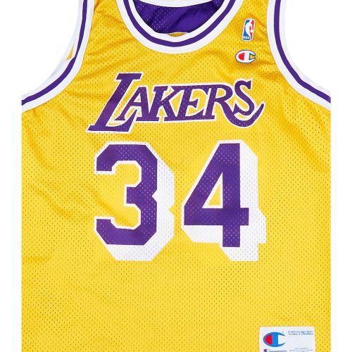 1996-99 LA LAKERS O’NEAL #34 CHAMPION JERSEY (REVERSIBLE) M