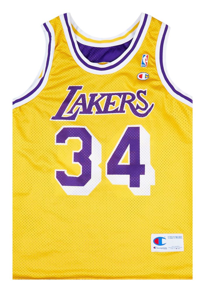 1996-99 LA LAKERS O’NEAL #34 CHAMPION JERSEY (REVERSIBLE) M 1 LALH9646Front