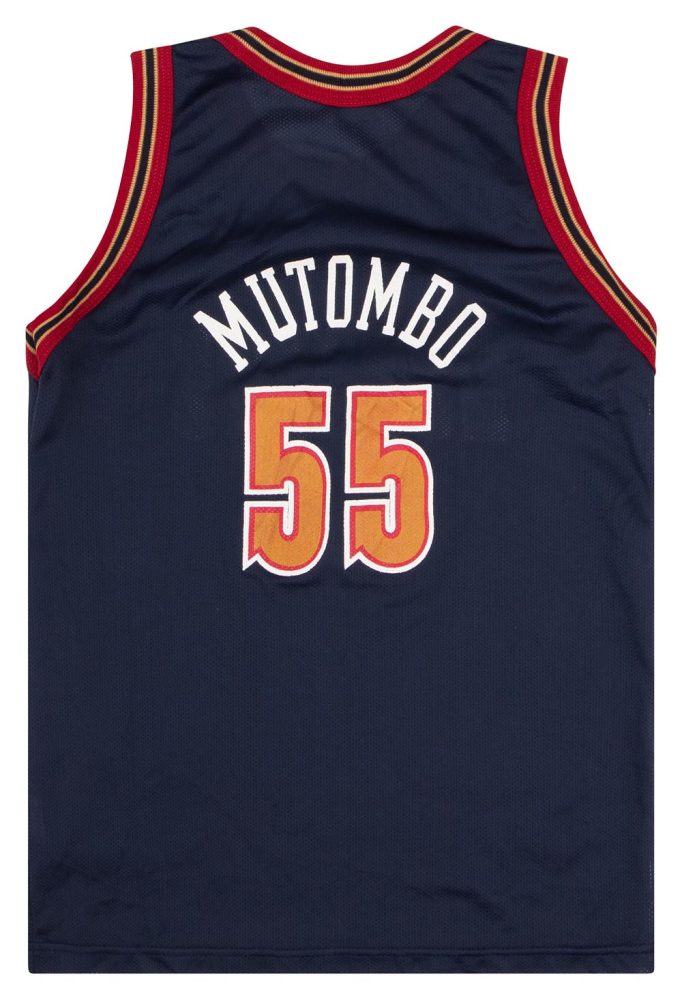 1995-96 DENVER NUGGETS MUTOMBO #55 CHAMPION JERSEY (AWAY) Y 2 NUGA9502Back