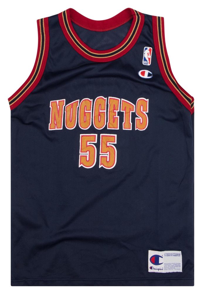 1995-96 DENVER NUGGETS MUTOMBO #55 CHAMPION JERSEY (AWAY) Y 1 NUGA9502Front