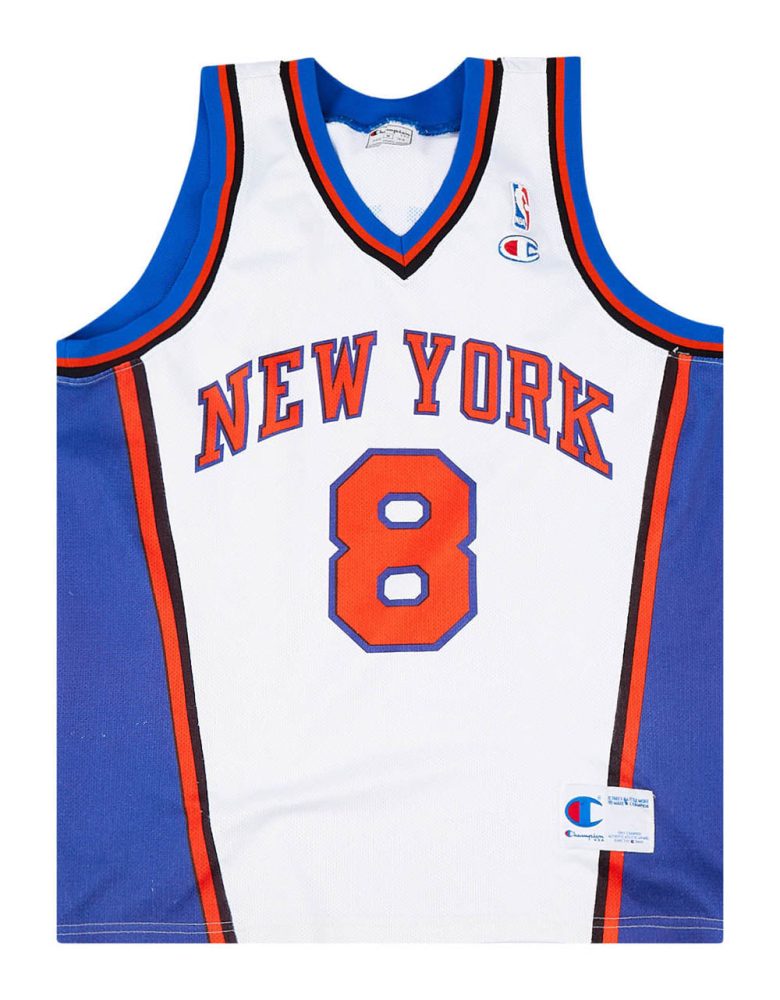 1998-01 NEW YORK KNICKS SPREWELL #8 CHAMPION JERSEY (HOME) M 1 NYKH9801Front