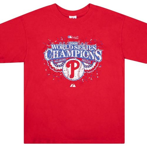 2008 PHILADELPHIA PHILLIES WORLD SERIES CHAMPIONS MAJESTIC TEE L