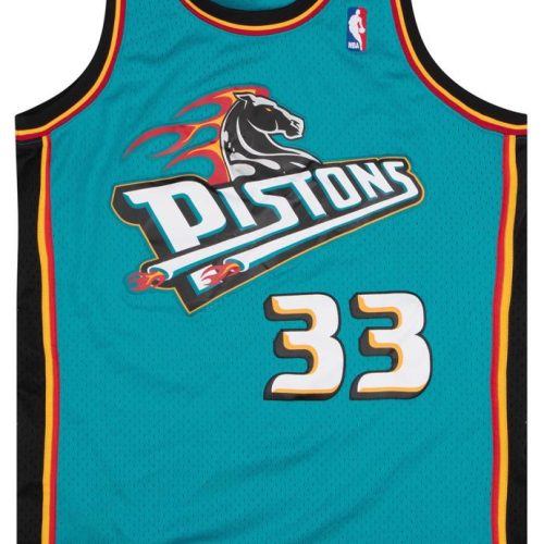 1998-99 DETROIT PISTONS HILL #33 MITCHELL & NESS JERSEY (AWAY) L