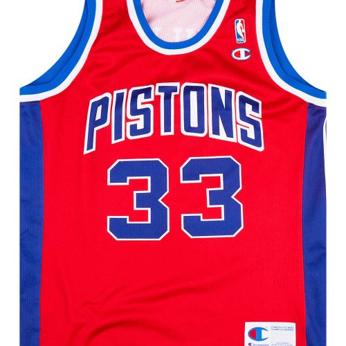 1994-96 DETROIT PISTONS HILL #33 CHAMPION JERSEY (ALTERNATE) L
