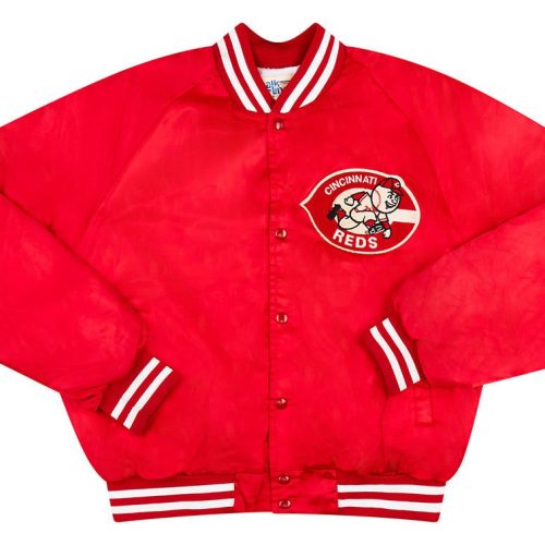 1990's CINCINNATI REDS CHALK LINE SATIN VARSITY JACKET L