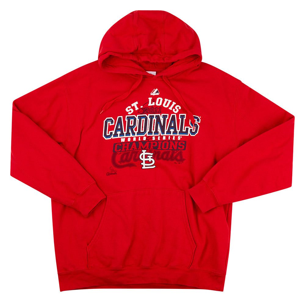 2011 ST. LOUIS CARDINALS WORLD SERIES CHAMPIONS MAJESTIC HOODED SWEAT TOP L 1 SLCS1101Front