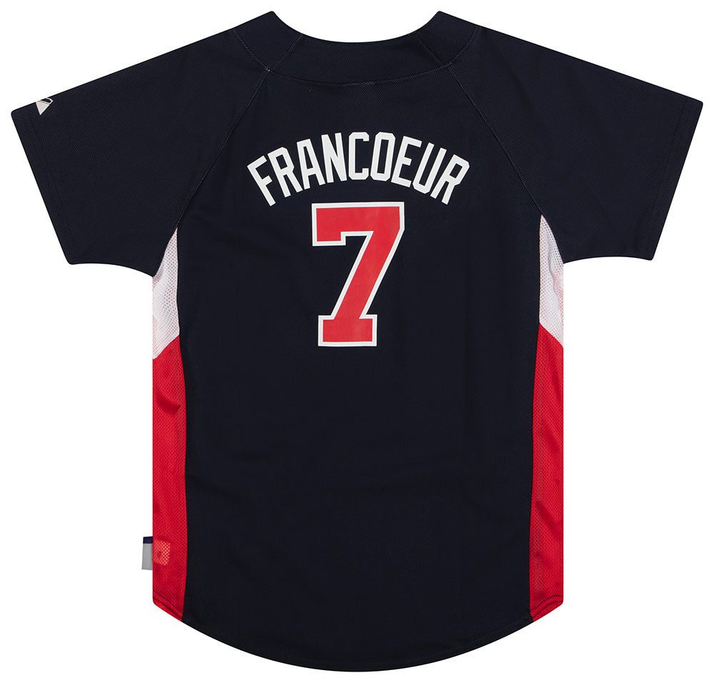 2007-09 ATLANTA BRAVES FRANCOEUR #7 MAJESTIC PRACTICE JERSEY Y 2 bratr0701 back
