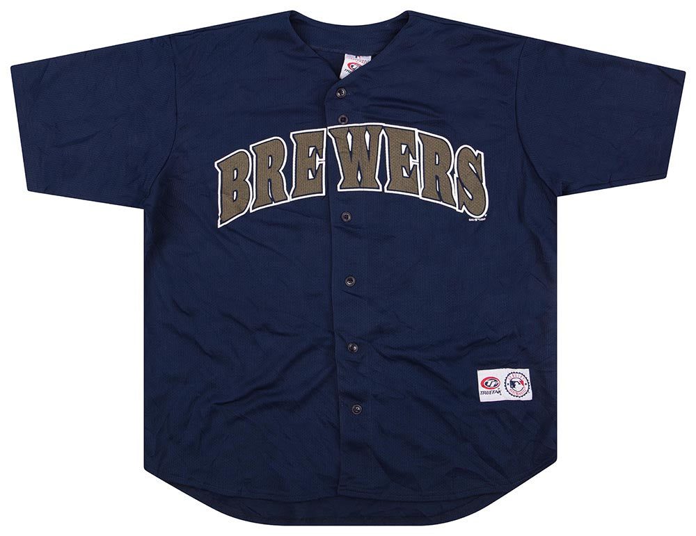 2002 MILWAUKEE BREWERS JENKINS #5 TRUE FAN JERSEY XL 1 bret0201 front
