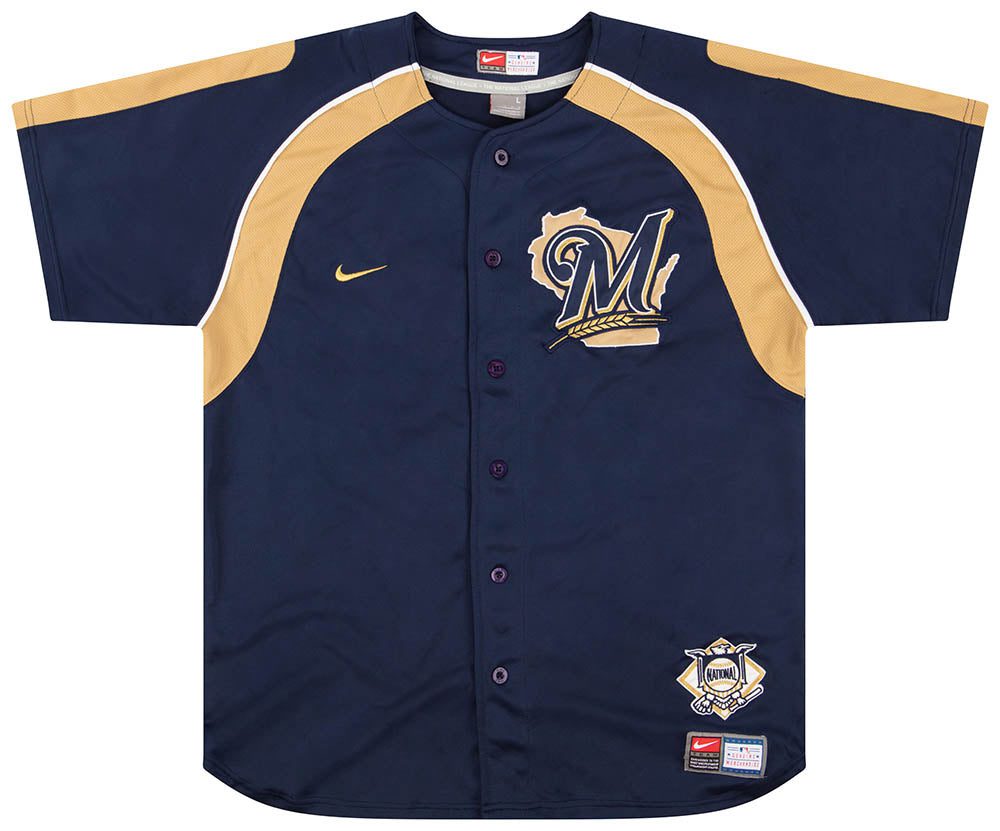 2005-10 MILWAUKEE BREWERS FIELDER #28 NIKE JERSEY L 1 bret0502 front