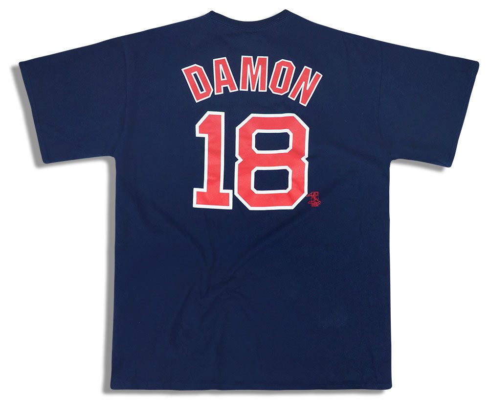 2002-05 BOSTON RED SOX DAMON #18 MAJESTIC TEE XL 2 brsts0201 back