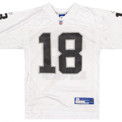 2005-06 OAKLAND RAIDERS MOSS #18 REEBOK ON FIELD JERSEY (AWAY) M