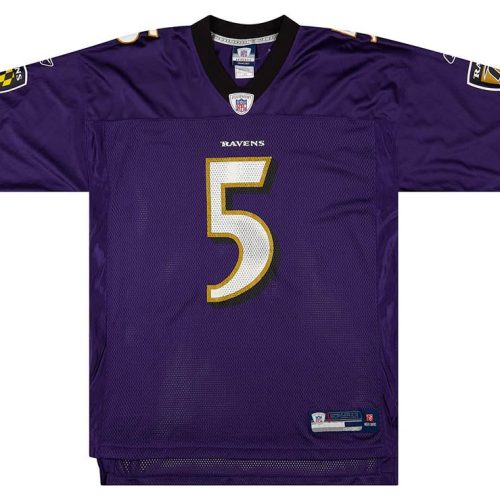 2008 BALTIMORE RAVENS FLACCO #5 REEBOK ON FIELD JERSEY (HOME) L