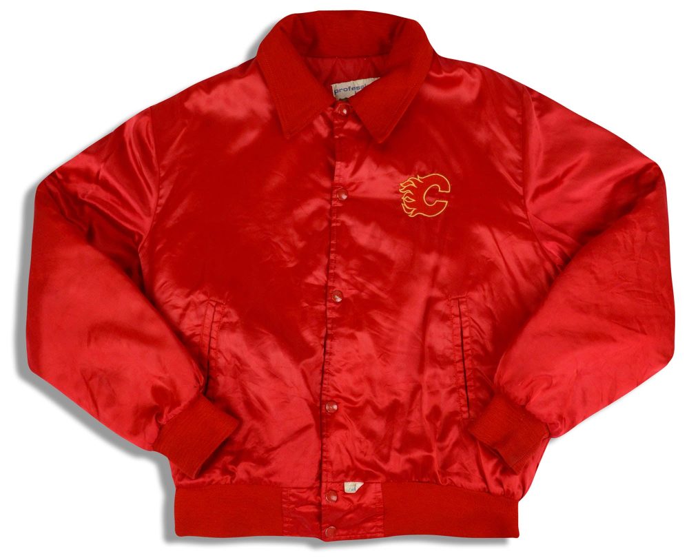1990's CALGARY FLAMES SHAIN SATIN JACKET L 1 dsc 0944