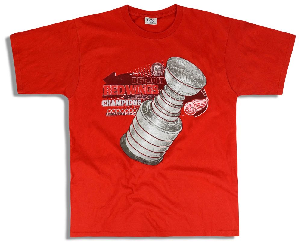 2002 DETROIT RED WINGS LEE SPORT STANLEY CUP WINNERS TEE L 1 dsc 1143