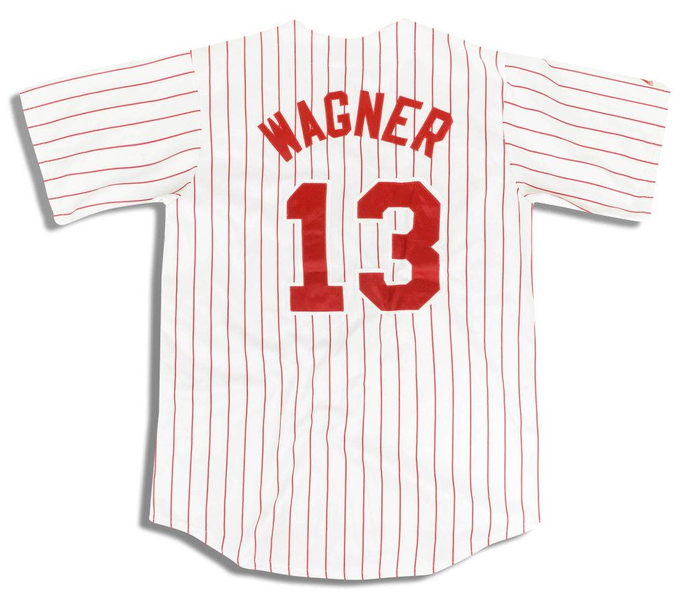 2004-05 PHILADELPHIA PHILLIES WAGNER #13 MAJESTIC JERSEY (HOME) L 2 dsc 5282