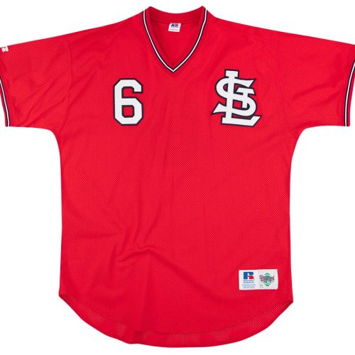 1990's ST. LOUIS CARDINALS HAARMANN #6 RUSSELL ATHLETIC DIAMOND COLLECTION BATTING PRACTICE JERSEY XXL