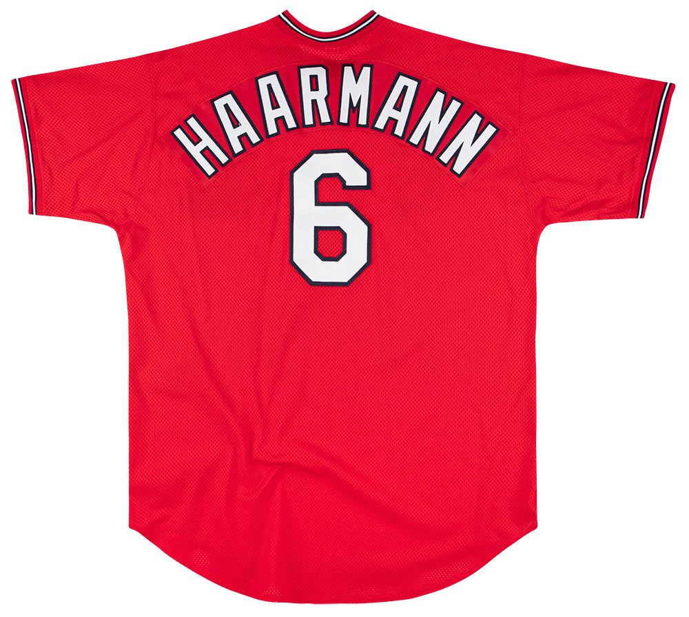 1990's ST. LOUIS CARDINALS HAARMANN #6 RUSSELL ATHLETIC DIAMOND COLLECTION BATTING PRACTICE JERSEY XXL 2 game 7 session03845