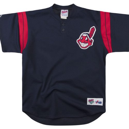 2000-03 CLEVELAND INDIANS MAJESTIC DIAMOND COLLECTION PRACTICE JERSEY L