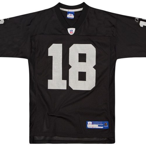 2005-06 OAKLAND RAIDERS MOSS #18 REEBOK ON FIELD JERSEY (HOME) Y